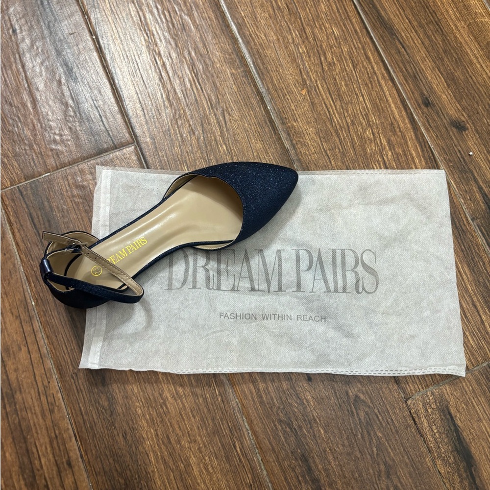 Dream Pairs Women's Navy Blue Ankle Strap Heels